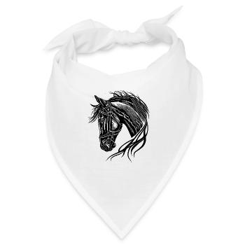 Schöner Hengst mit eleganter wehender Mähne - Bandana - Weiß - Vorne