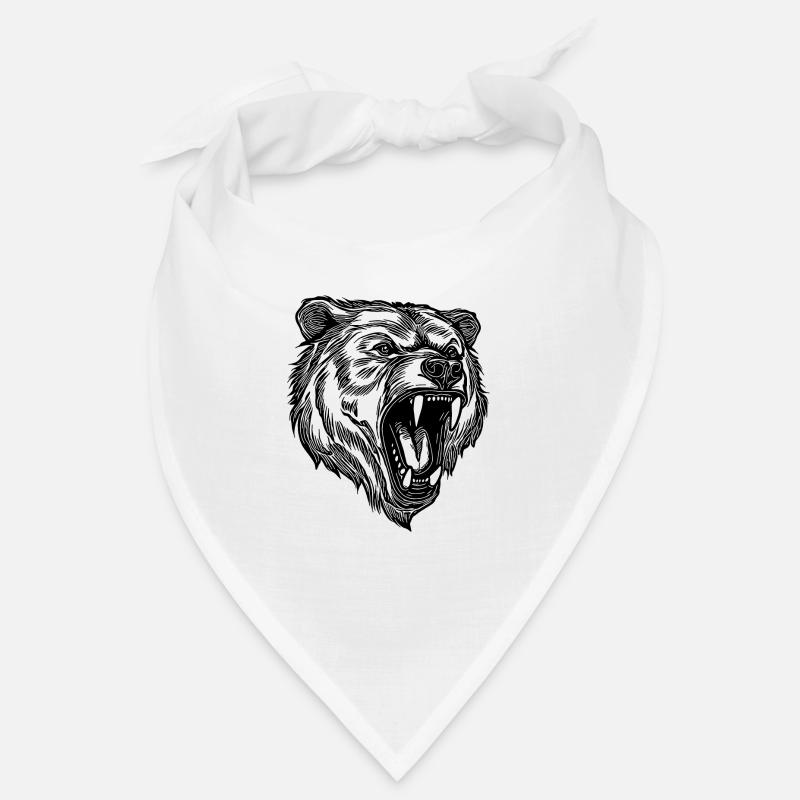 Wild evil bear head with sharp teeth Bandana
