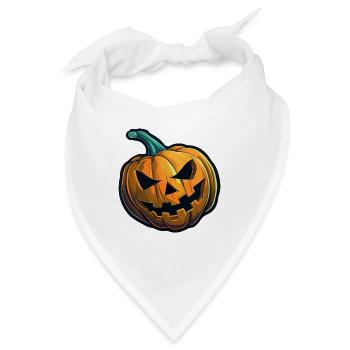 Grusliger Halloween Kürbis mit schaurigem Blick - Bandana - Weiß - Vorne