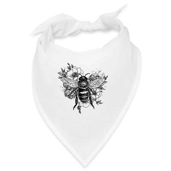 Fleissige Biene auf einer Blüten Blumen - Bandana - Weiß - Vorne