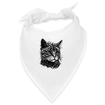 Hübsche Katze im Vintage Design - Bandana - Weiß - Vorne