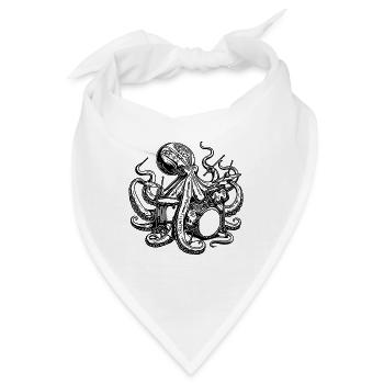 Oktopus spielt Schlagzeug - Bandana - Weiß - Vorne