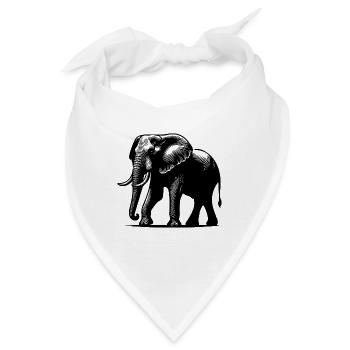 Elefant Porträt - Safari Rüsseltier mit Stoßzähnen - Bandana - Weiß - Vorne