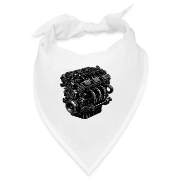 Mechaniker Zylinder Motorblock Hubraum Fan Motor - Bandana - Weiß - Vorne