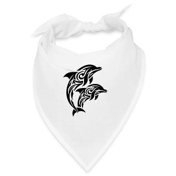 Springende Tribal Tattoo Delfine - Bandana - Weiß - Vorne