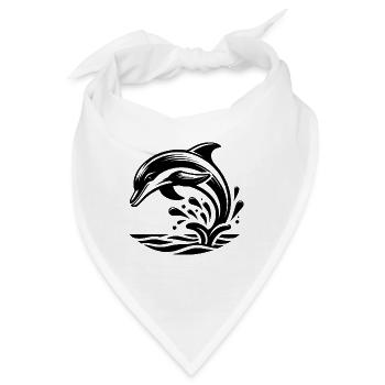 Eleganter Springender Tattoo Delfin - Bandana - Weiß - Vorne