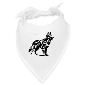 Geometrischer Schäferhund - Bandana - Weiß - Vorne