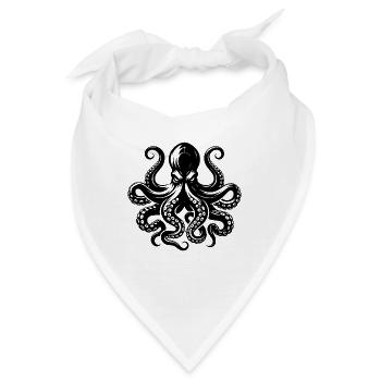 Grimmiger Oktopus mit Tentakeln und Saugnäpfen - Bandana - Weiß - Vorne