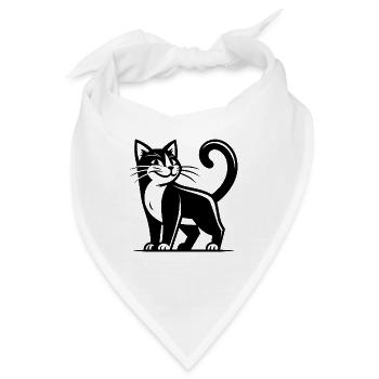 Hauskatze mit lustigem Klugscheißer Blick - Bandana - Weiß - Vorne