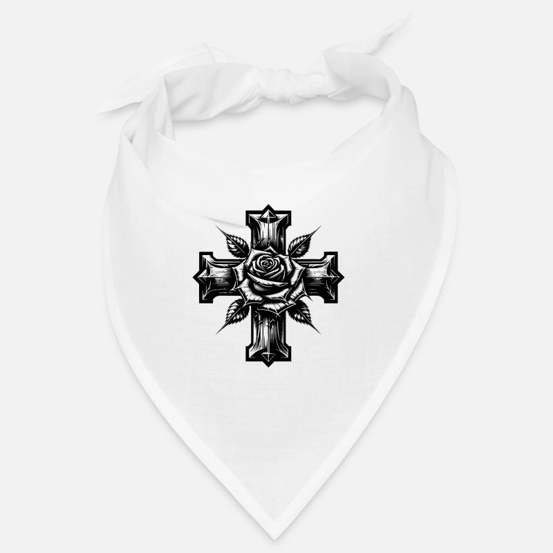 Rose avec des épines sur une croix Bandana