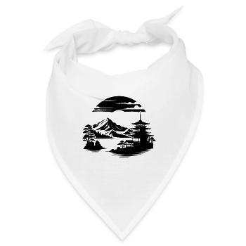 Japan Asiatisches Landschaft Meditation Design - Bandana - Weiß - Vorne