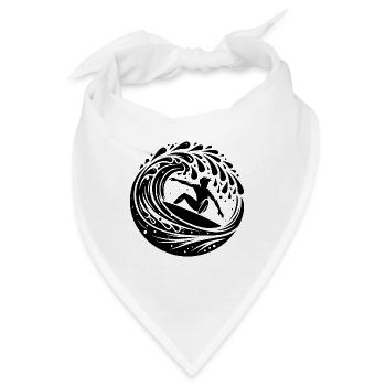 Surfer der mit Surfboard in den Wellen surft - Bandana - Weiß - Vorne