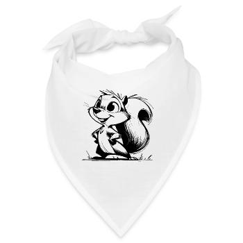 Putziges Eichhörnchen Bleistift Zeichnung - Bandana - Weiß - Vorne