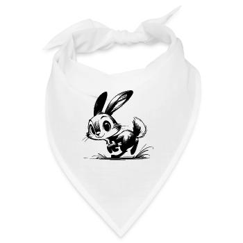 Hüpfendes Baby Häschen mit großen Augen und Ohren - Bandana - Weiß - Vorne