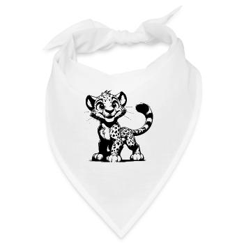 Grinsender Kinder Baby Leopard Portrait Skizze - Bandana - Weiß - Vorne
