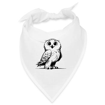 Lächelnde Schnee-Eule Kinder Zeichnung Skizze - Bandana - Weiß - Vorne