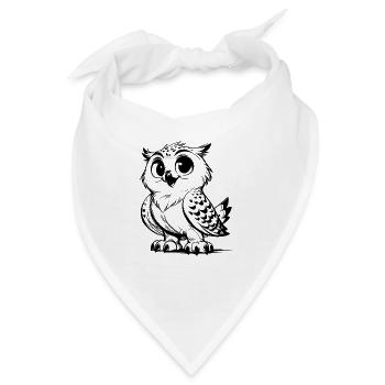 Süsse Baby Eule Bleistift Skizze - Bandana - Weiß - Vorne