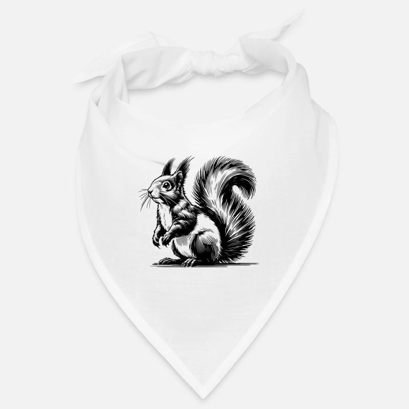 Cuddly Squirrel Pencil Stroke Sketch Bandana