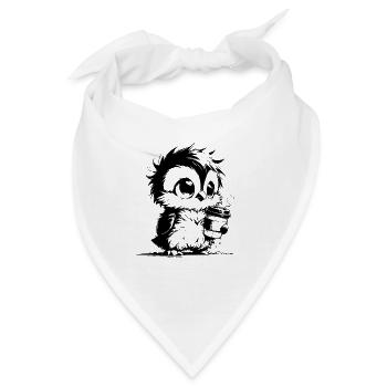 Niedlicher kleiner wuscheliger müder Kaffee Kautz - Bandana - Weiß - Vorne