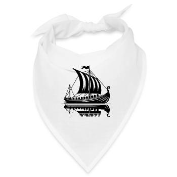 Großes Wikinger Drachenboot mit Segel - Bandana - Weiß - Vorne