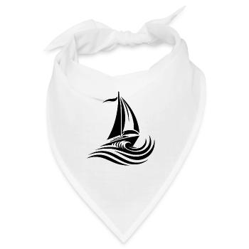 Segelboot bei starkem Wellengang auf offener See - Bandana - Weiß - Vorne