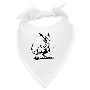 Australisches Känguru Bleistift Zeichnung - Bandana - Weiß - Vorne