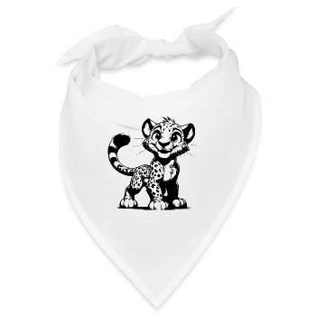 Eleganter kleiner grinsender Baby Leopard - Bandana - Weiß - Vorne