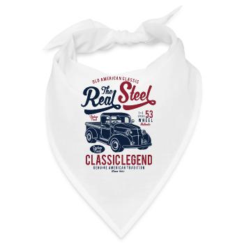 THE REAL STEEL - Pick-Up Retro Truck Car Shirt - Bandana - Weiß - Vorne