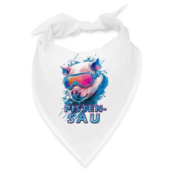 Pistensau mit Skibrille - Bandana - Weiß - Vorne