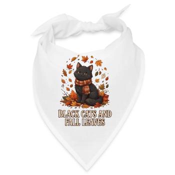 Schwarze Katzen und Herbstblätter - Bandana - Weiß - Vorne