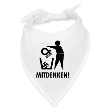 Mitdenken statt quer denken! Gegen quer und Nazis - Bandana - Weiß - Vorne