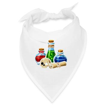 Alchemistische Trankgläser Schädel-Szene - Bandana - Weiß - Vorne