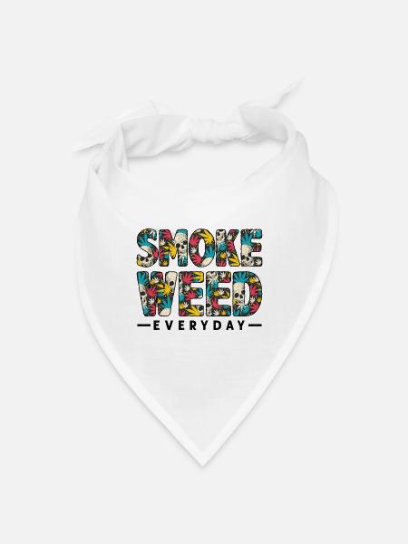 Cannabis Marijuana Weed Smoking - Bandana - white - Front