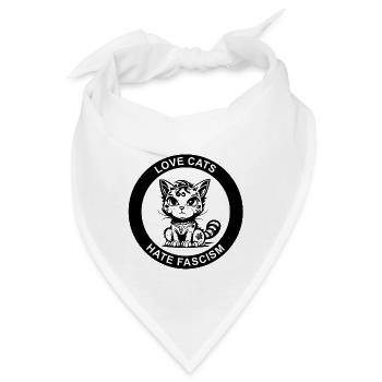 LOVE CATS HATE FASCISM - Bandana - Weiß - Vorne