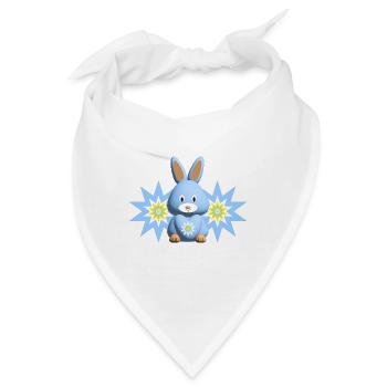 Sterne in Hellblau mit süßem Hase. - Bandana - Weiß - Vorne