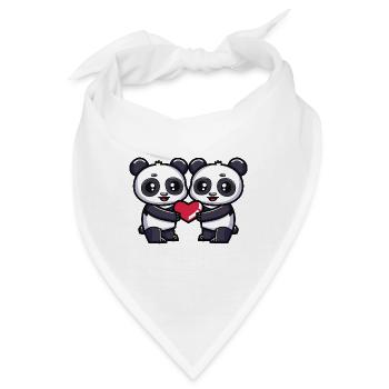 Panda Paar Herz - Bandana - Weiß - Vorne