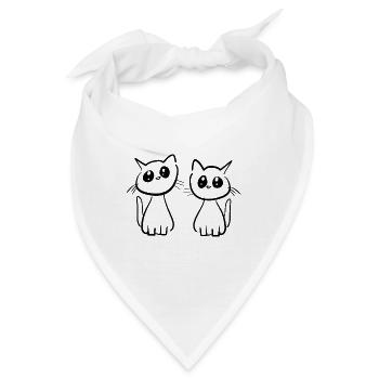Katzen Freunde Tiere zwei Haustier klein - Bandana - Weiß - Vorne