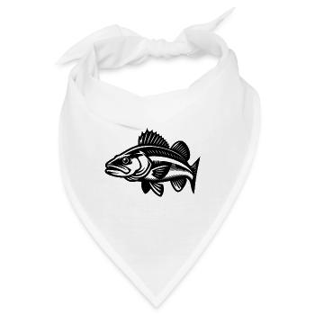 Schwimmender Zander Fisch - Bandana - Weiß - Vorne