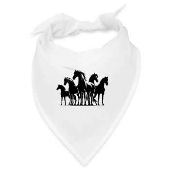 Elegante Pferde mit eleganter wilder Mähne - Bandana - Weiß - Vorne