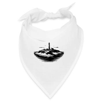 Insel mit Leuchtturm an der Küste - Bandana - Weiß - Vorne