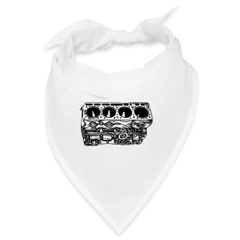 Motorblock Zylinder Hubraum Fan - Bandana - Weiß - Vorne