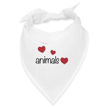 Tiere drei herzen tierliebe - Bandana - Weiß - Vorne