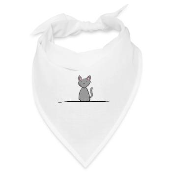 Graue Katze Linie Tier Haustier - Bandana - Weiß - Vorne