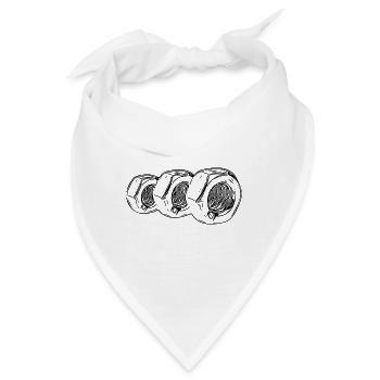 Drei stehende vintage Schraubenmuttern - Bandana - Weiß - Vorne
