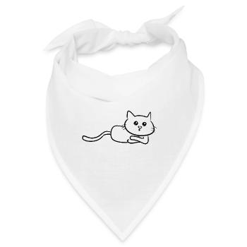 Katze cartoon süß liegend - Bandana - Weiß - Vorne