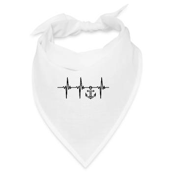 Herzschlag für Anker und Seefahrt - Bandana - Weiß - Vorne