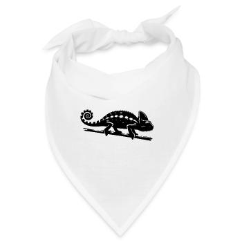 Chamäleon Zeichnung im Tinte Style - Bandana - Weiß - Vorne