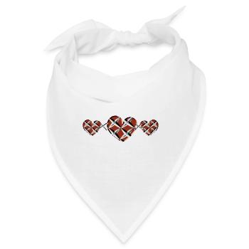drei Herzen rot gefangen Kreuze - Bandana - Weiß - Vorne