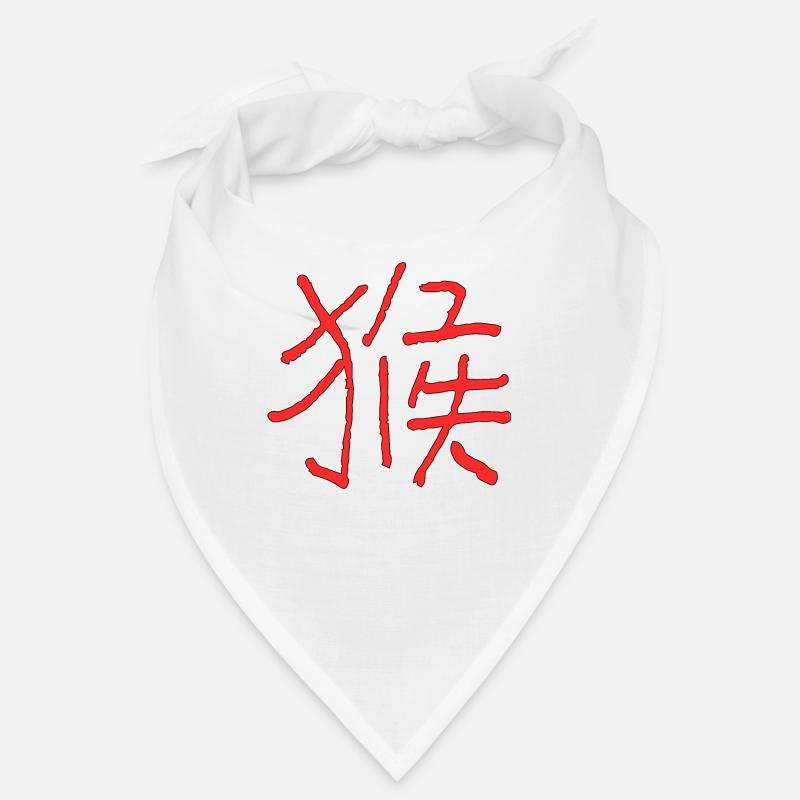 Affe (Tierkreiszeichen) Chinesisches Zeichen - Bandana - Weiß