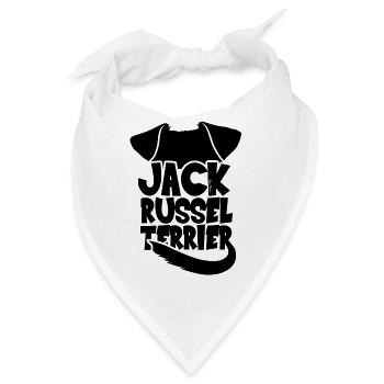 Jack Russel Terrier Silhouette - Schwarz - Bandana - Weiß - Vorne